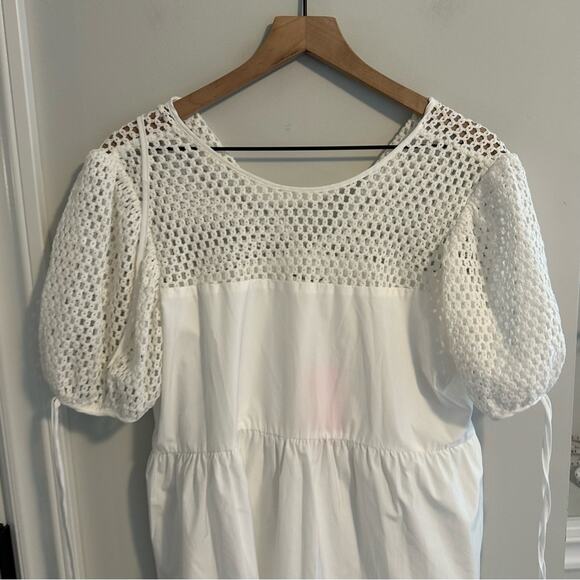 NWT Amanda Uprichard White Crochet Mini Dress Large - Picture 11 of 13